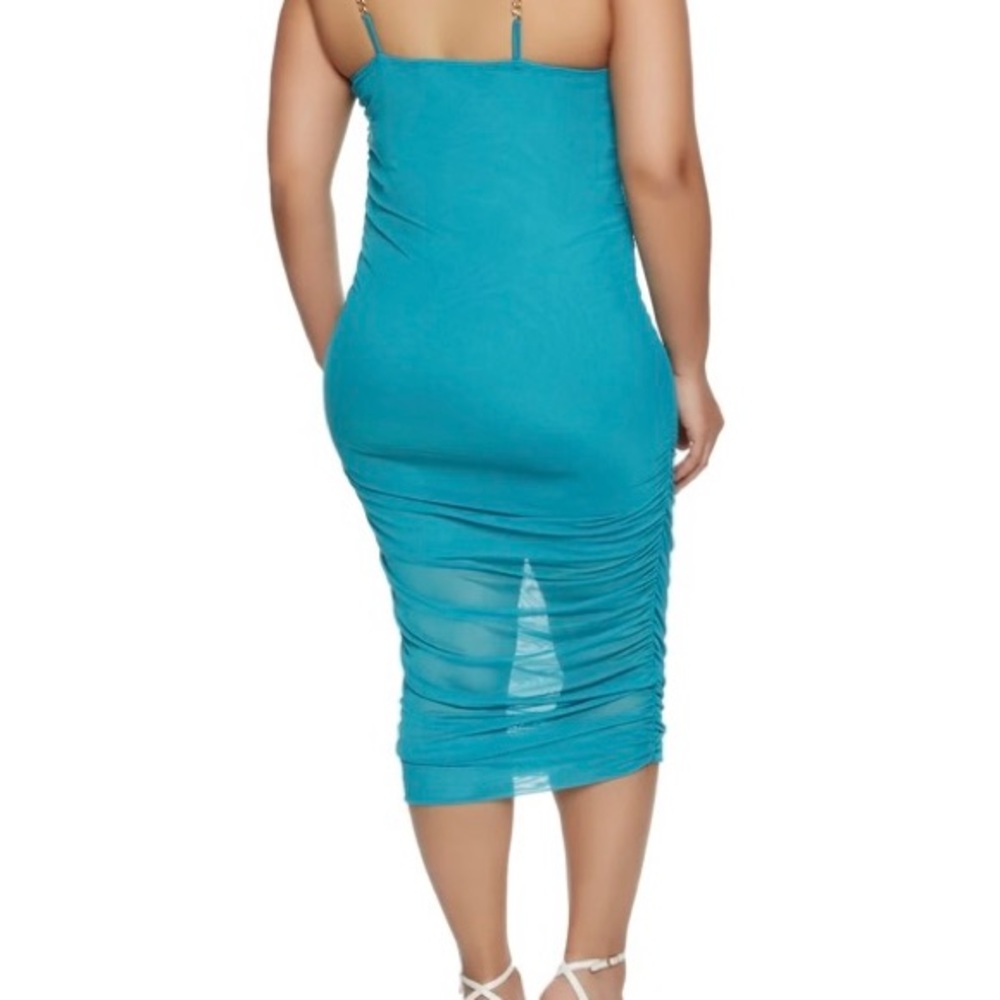 Chain Strap Ruched Midi Dress - Picture 4 of 15